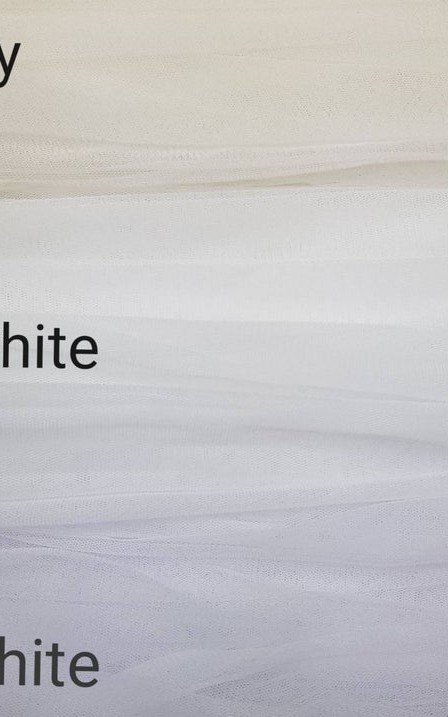 White gathered tulle ruffle off-shoulder detachable bridal straps and sleeves with a crystal line