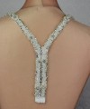 Crystal and pearl detachable bridal straps and sleeves hand-beaded on ivory satin