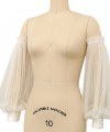 long detachable off shoulder bishop sleeves tulle wedding dress sleeves wide cuff ivory