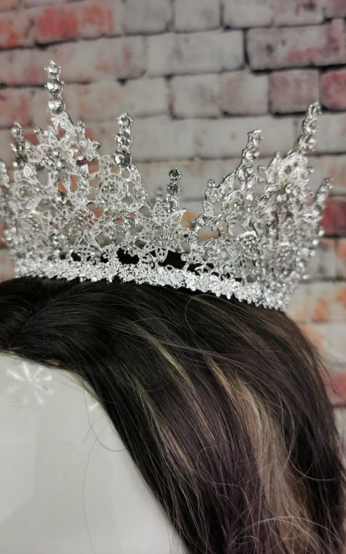 silver rhinestone wedding crown tall bridal crown bronze