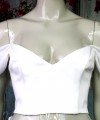 White chiffon detachable bridal straps and sleeves draped off the shoulder