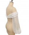 long detachable off shoulder pleated tulle wedding dress sleeves frilled cuff ivory