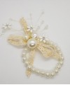 Wrist Corsage Crystal Pearl Flower with Pearl Bracelet