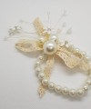 Wrist Corsage Crystal Pearl Flower with Pearl Bracelet