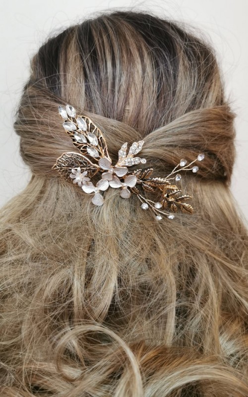Vintage Gold Crystal Hair Comb