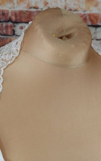 White duchess satin and beaded lace detachable bridal cap sleeves and straps on the shoulder and back