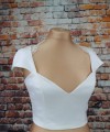 White duchess satin and beaded lace detachable bridal cap sleeves and straps on the shoulder and back