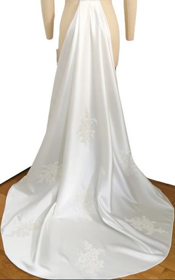 detachable satin wedding train beaded lace bridal train long
