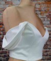 White duchess satin detachable bridal straps and sleeves worn on or off the shoulder