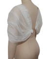 Puff tulle detachable bridal sleeves and straps with beaded lace in ivory
