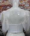 White flutter tulle detachable bridal sleeves and straps with beaded lace at the shoulder