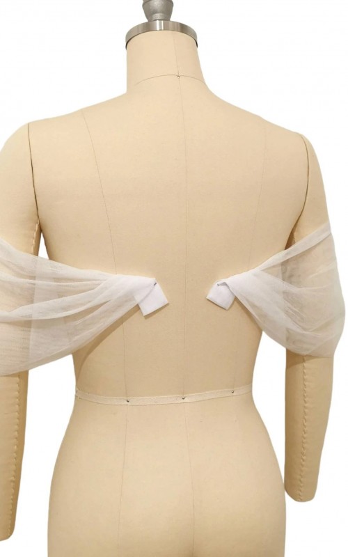 detachable off shoulder tulle sleeves two layer soft tulle wedding dress sleeves ivory
