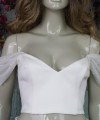 Off-shoulder pearl tulle detachable bridal straps and sleeves in ivory