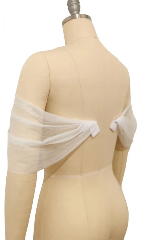 detachable off shoulder tulle sleeves two layer soft tulle wedding dress sleeves ivory