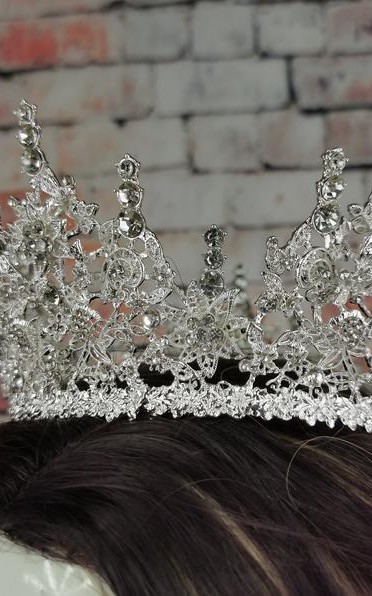 silver rhinestone wedding crown tall bridal crown bronze