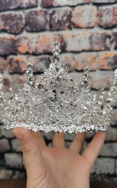 silver rhinestone wedding crown tall bridal crown bronze