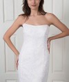 Naomi strapless lace mermaid wedding dress with beaded Italian lace, a V-cut back and a scalloped lace train