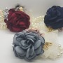 Wrist Corsage Rose Flower with Gold Leaf & Pearl Bracelet