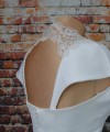 White duchess satin and beaded lace detachable bridal cap sleeves and straps on the shoulder and back