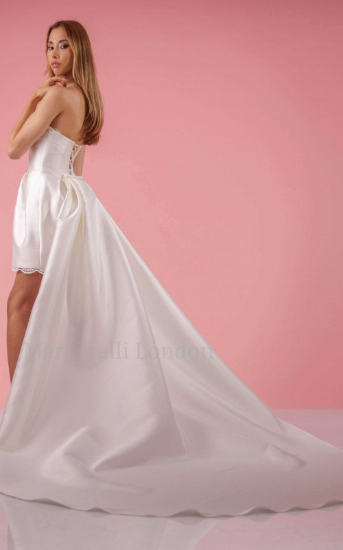 detachable ivory duchess satin wedding train and bow bridal train