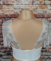 crystal beaded detachable bridal sleeves with fringe rhinestone shoulder wedding dress sleeves ivory