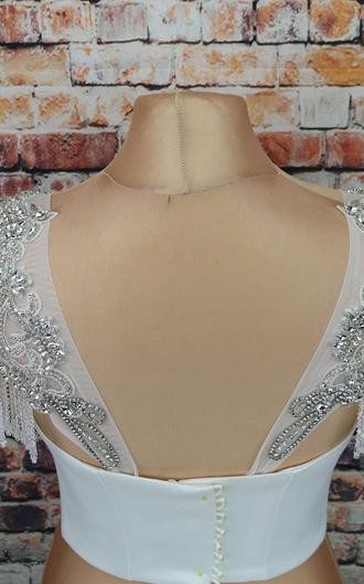 crystal beaded detachable bridal sleeves with fringe rhinestone shoulder wedding dress sleeves ivory