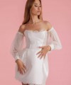 long detachable off shoulder bishop sleeves tulle wedding dress sleeves wide cuff ivory