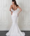 Naomi strapless lace mermaid wedding dress with beaded Italian lace, a V-cut back and a scalloped lace train