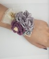 Wrist Corsage Rose Flower with Gold Leaf & Pearl Bracelet