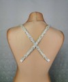 Crystal and pearl detachable bridal straps and sleeves hand-beaded on ivory satin