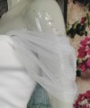 White glitter tulle off-shoulder detachable bridal straps and sleeves