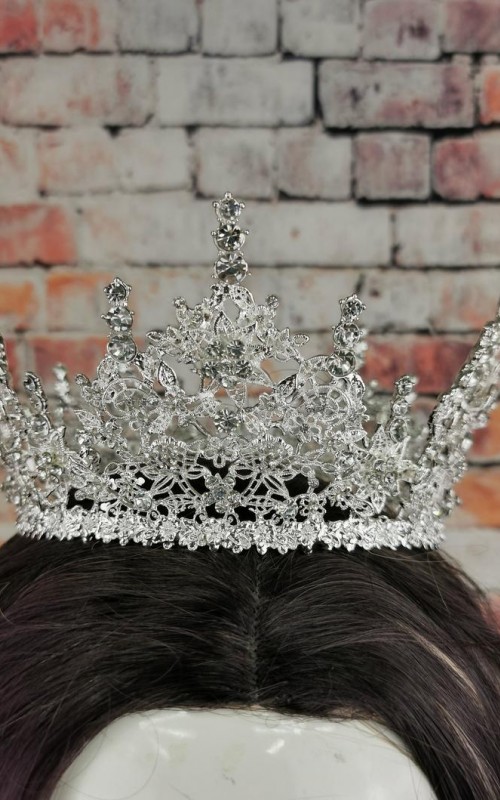 silver rhinestone wedding crown tall bridal crown bronze
