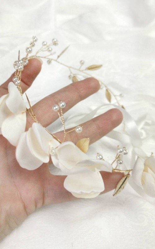Handmade Flowers Pearl Tiaras Crown