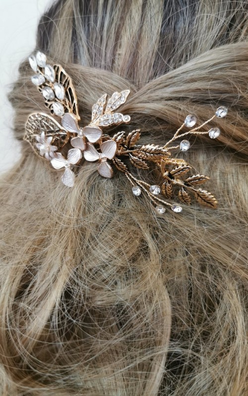 Vintage Gold Crystal Hair Comb