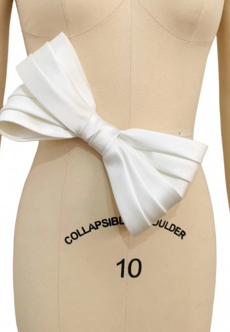 Detachable Pleated Wedding Dress Bow in Duchess Satin