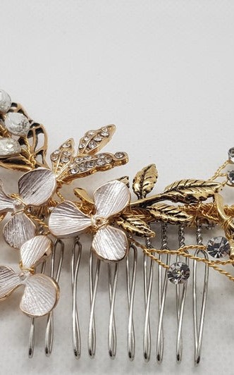 Vintage Gold Crystal Hair Comb