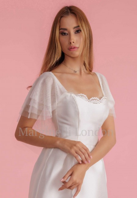 Flutter Tulle Detachable Bridal Sleeves & Straps with Optional Beaded Lace