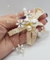 Wrist Corsage Crystal Pearl Flower with Pearl Bracelet