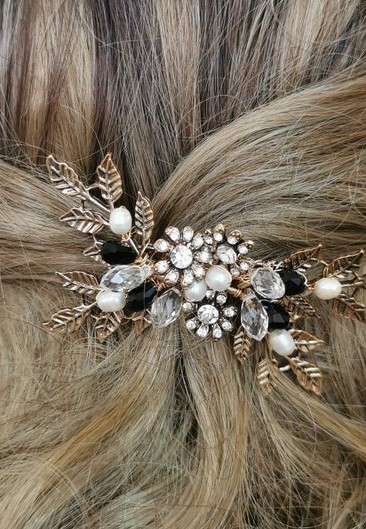 Antique Gold Crystal Hair Comb