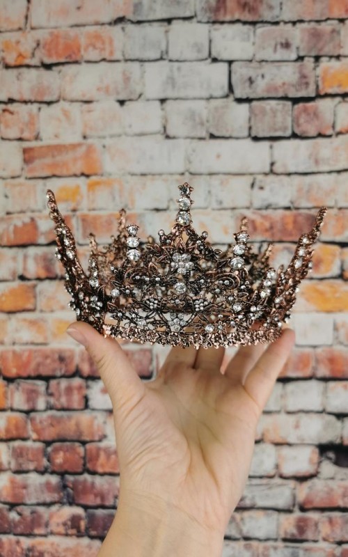 silver rhinestone wedding crown tall bridal crown bronze