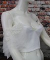 White flutter tulle detachable bridal sleeves and straps with beaded lace at the shoulder