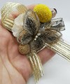 Wrist Corsage Gold 3D Lace Butterfly with Gold & Yellow Decoration