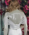 White glitter tulle off-shoulder detachable bridal straps and sleeves