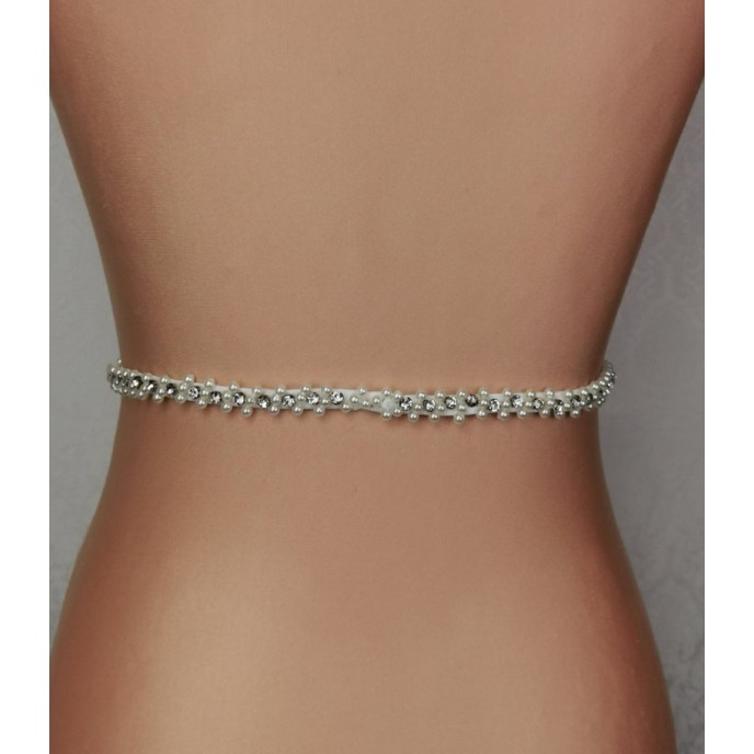 Hand made Rhinestone Crystals & Pearls belt