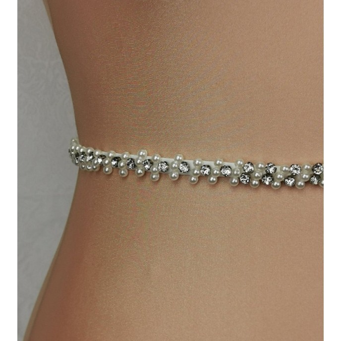Hand made Rhinestone Crystals & Pearls belt