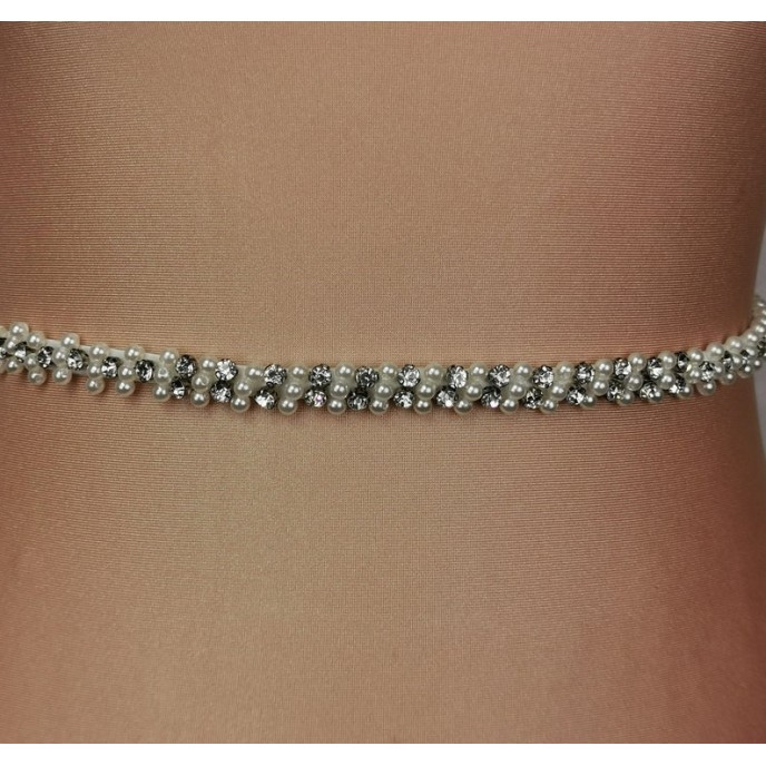 Hand made Rhinestone Crystals & Pearls belt