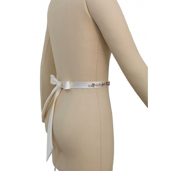 Wedding Dress Belt, Crystal and Pearls Appliqué Belt