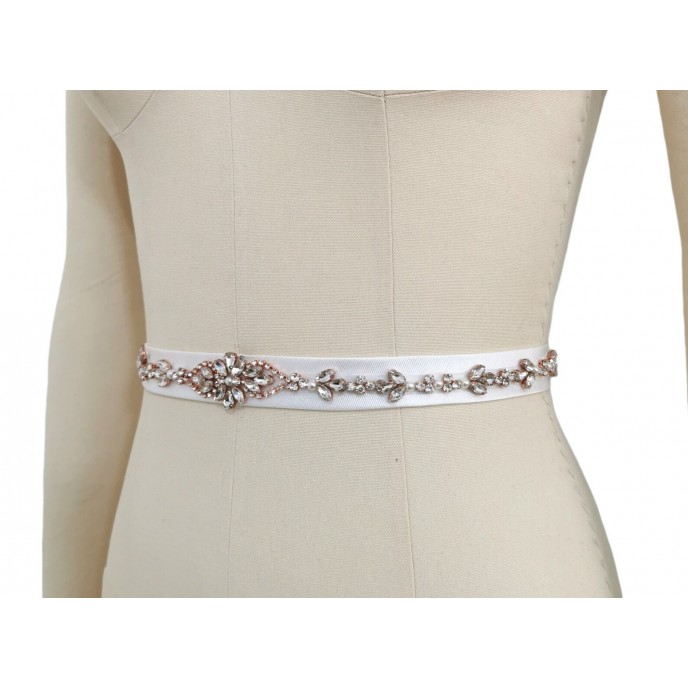 Wedding Dress Belt, Crystal and Pearls Appliqué Belt