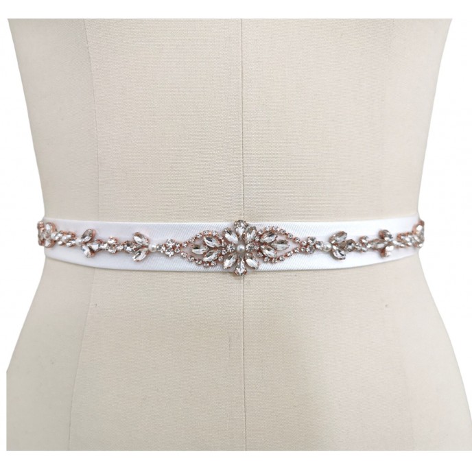 Wedding Dress Belt, Crystal and Pearls Appliqué Belt