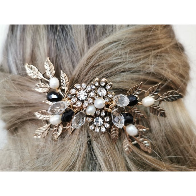 Antique Gold Crystal Hair Comb